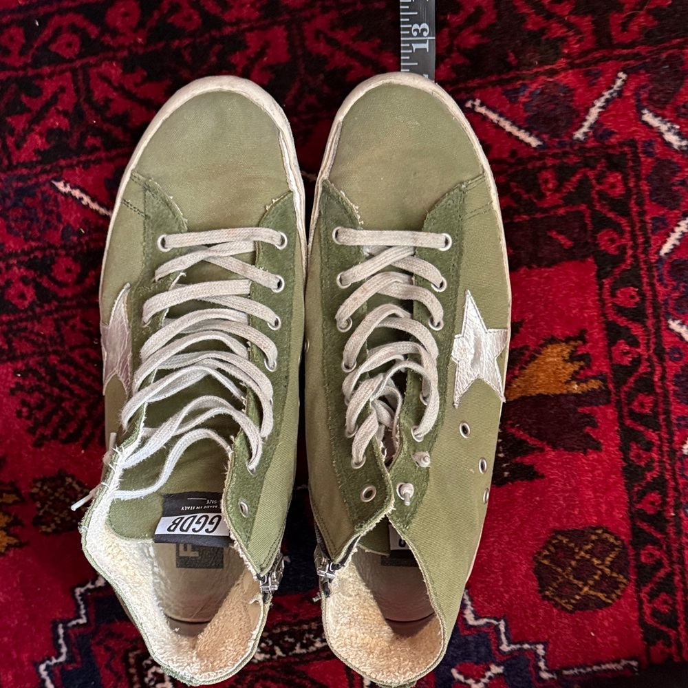 Golden Goose Green High-Top Sneakers with Silver Star Pre-Loved Condition - Picture 14 of 14